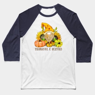 Thankful and Blessed Autumn Gnome Baseball T-Shirt